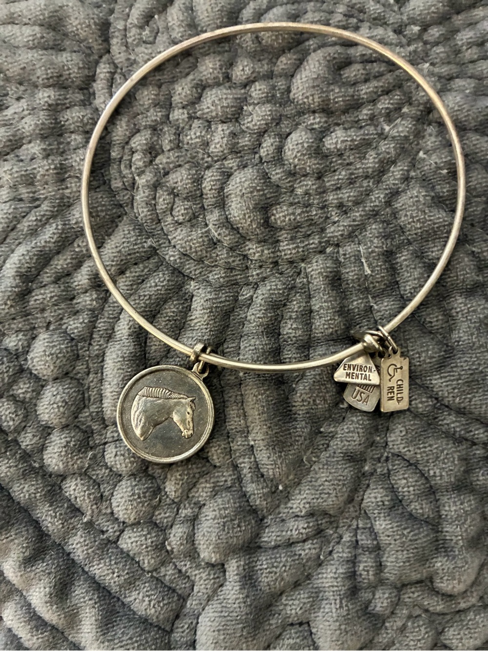 Alex and Ani Silver Horse Head Charm Bangle - Silver Tone